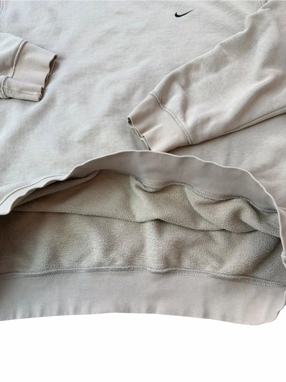 Vintage Y2K Nike Mini Swoosh Crewneck Pullover Sweatshirt XXL Cream Streetwear